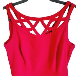 White House Black Market 4 Lipstick Red Dress Cocktail Size Small‎ Flare Pockets